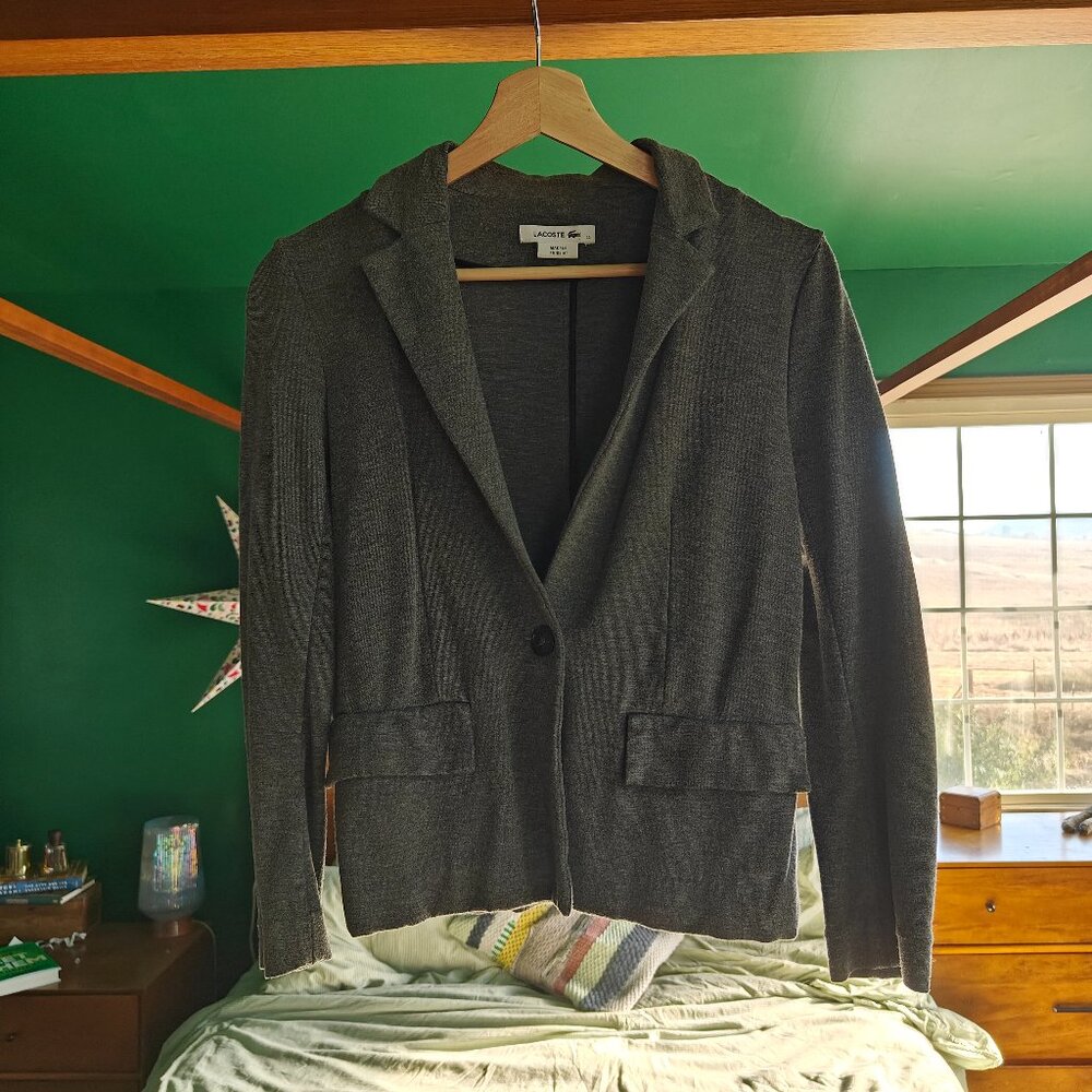 Lacoste Charcoal Gray Knit One-Button Blazer – Size 36 (S)